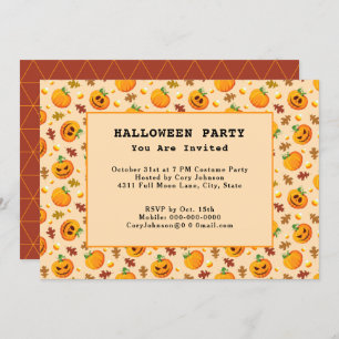 Invitation Jack o' Lanterns Citrouille Automne Halloween