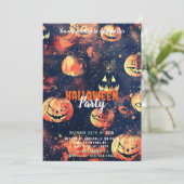 Invitation Jack-O' Lanterns Starry Night Halloween Party (Debout devant)