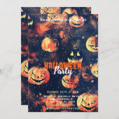 Invitation Jack-O' Lanterns Starry Night Halloween Party (Devant / Derrière)
