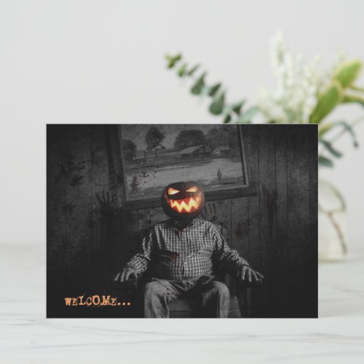 Invitation Jack O'Lantern Head Parti Éffrayant d'Halloween (Debout devant)