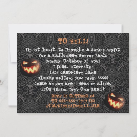 Invitation Jack O'Lantern Head Parti Éffrayant d'Halloween (Dos)