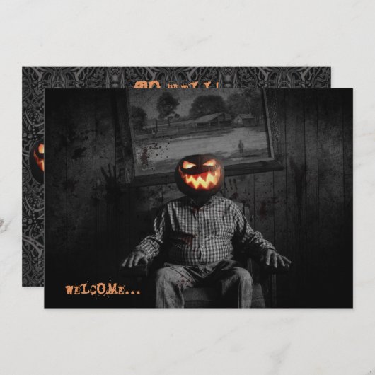 Invitation Jack O'Lantern Head Parti Éffrayant d'Halloween (Devant / Derrière)