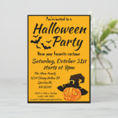 Invitation Jack O'Lantern Sorcière Halloween Costume Party (Debout devant)