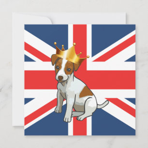 Invitation Jack Russell mignon portant une couronne et Union