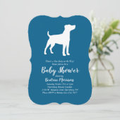 Invitation Jack Russell Terrier Chien Baby shower Blue Boy (Debout devant)