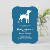 Invitation Jack Russell Terrier Chien Baby shower Blue Boy (Debout devant)
