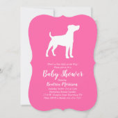 Invitation Jack Russell Terrier Chien Baby shower Rose fille (Devant)