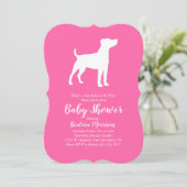 Invitation Jack Russell Terrier Chien Baby shower Rose fille (Debout devant)