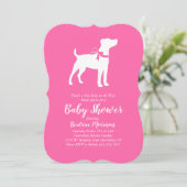 Invitation Jack Russell Terrier Chien Baby shower Rose fille (Debout devant)