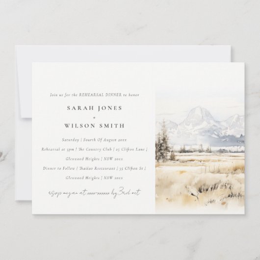 Invitation Jackson Hole Wyoming Landscape Rehearsal Dinner (Devant)