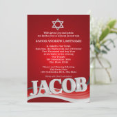Invitation Jacob Steel Wave Red Bar Mitzvah (Debout devant)