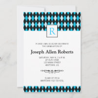 Jacquard bleu et noir Motif fête de graduation