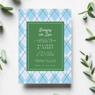 Invitation Jacquard Bleu Vert Golf Répétition Dîner