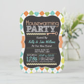 Invitation Jacquard coloré; Chalkboard House Party (Debout devant)