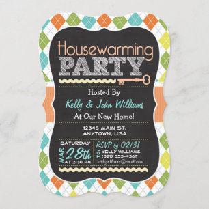 Invitation Jacquard coloré; Chalkboard House Party
