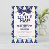 Invitation Jacquard de Cravate Preppy Bow Baby shower Little  (Debout devant)