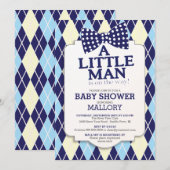 Invitation Jacquard de Cravate Preppy Bow Baby shower Little  (Devant / Derrière)