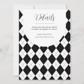 Invitation Jacquard diamant noir et blanc Neutre genre (Dos)