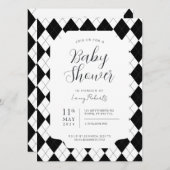 Invitation Jacquard diamant noir et blanc Neutre genre (Devant / Derrière)