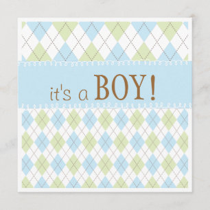Invitation Jacquard doux de bleus layette c'est un baby