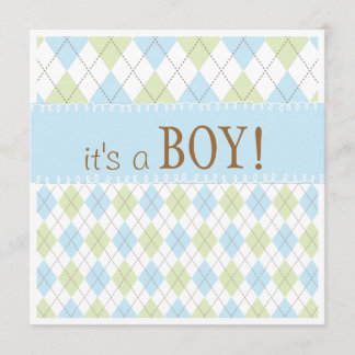 Invitation Jacquard doux de bleus layette c'est un baby
