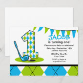 Invitation Jacquard Golf 1er Anniversaire (Devant / Derrière)
