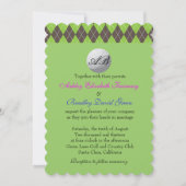 Invitation Jacquard Golfball Golf Vert Monogramme Mariage (Devant)