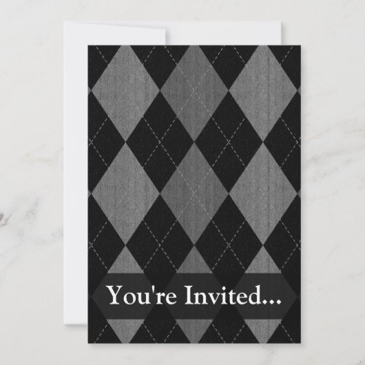 Invitation Jacquard gris noir et charbon de bois (Devant)