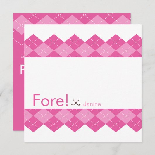 Invitation Jacquard rose de douche de partie de golf de dames (Devant / Derrière)