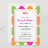 Invitation Jacquard rose, orange et citron vert (Dos)