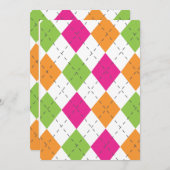 Invitation Jacquard rose, orange et citron vert (Devant / Derrière)