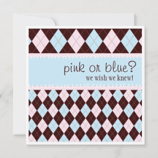 Invitation Jacquard rose ou bleu Baby shower de fille-garçon