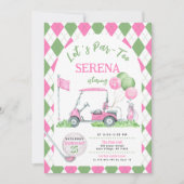 Invitation Jacquard Rose Vert Golf Anniversaire Par Tee Invit (Devant)