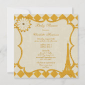 Invitation Jacquard Tour Eiffel Baby shower jaune (Dos)