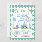 Invitation Jacquard Vert Bleu Golf Anniversaire Par Tee Invit (Devant)