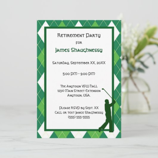 Invitation Jacquard vert et partie golf (Debout devant)