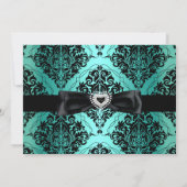Invitation Jade Black Damassé Étincelle Sweet 16 (Dos)