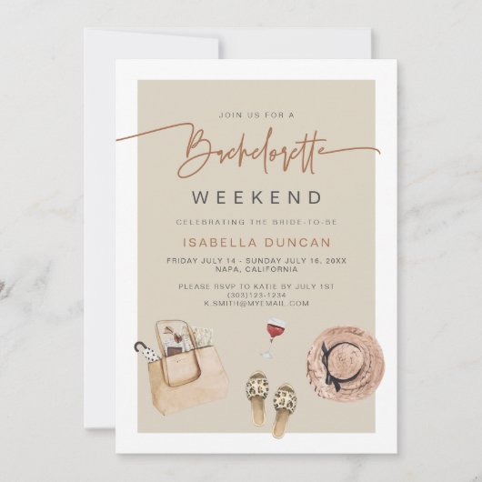 Invitation JADE Bohemian Napa Vin Pays Bachelorette (Devant)