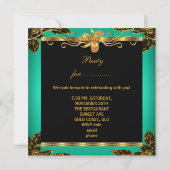 Invitation Jade Green Black Gold fête d'anniversaire (Dos)