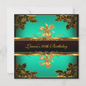 Invitation Jade Green Black Gold fête d'anniversaire (Devant)