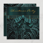 Invitation Jade Green Gold Christmas Party (Devant / Derrière)