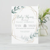 Invitation Jade Green Watercolor Baby shower botanique (Debout devant)