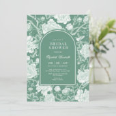 Invitation Jade Green White Chinoiserie Florale Fête des mari (Debout devant)