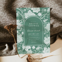 Jade Green White Chinoiserie Florale Fête des mari