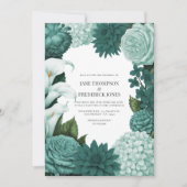 Invitation Jade Haze, Alpine Teal & Snow Mint Floral Mariage (Devant)