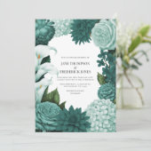 Invitation Jade Haze, Alpine Teal & Snow Mint Floral Mariage (Debout devant)