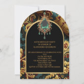 Invitation Jade Jade Red Gold Jewel Party (Dos)