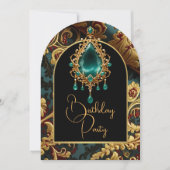 Invitation Jade Jade Red Gold Jewel Party (Devant)