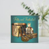 Invitation Jade Leopard Gold Womans 50e anniversaire (Debout devant)