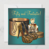 Invitation Jade Leopard Gold Womans 50e anniversaire (Devant)